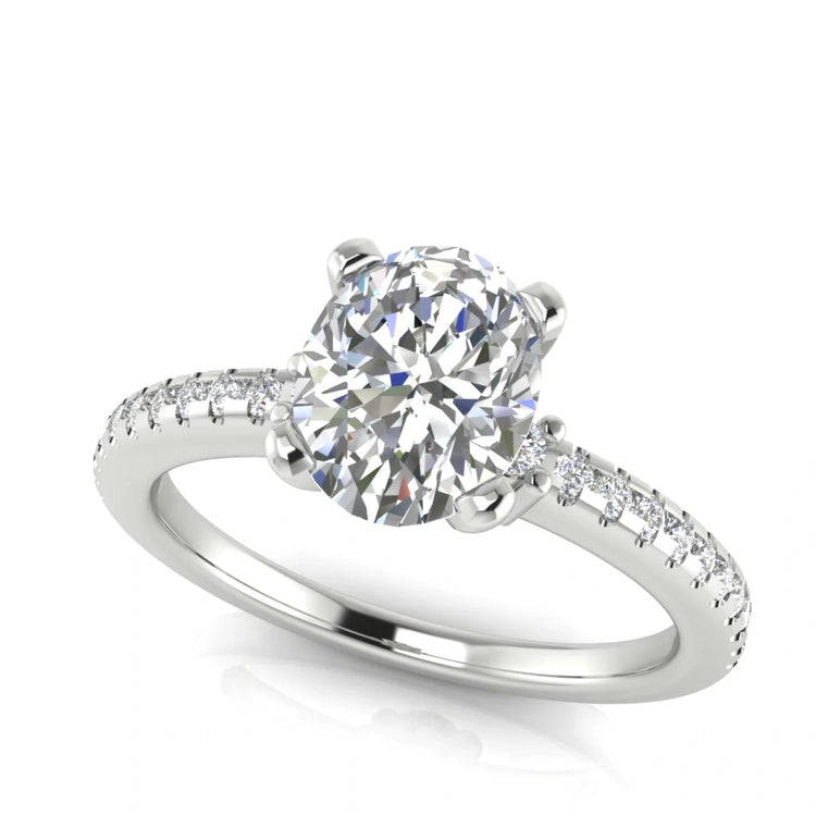 Floating Shoulder Oval Cut Lab Diamond Engagement Ring