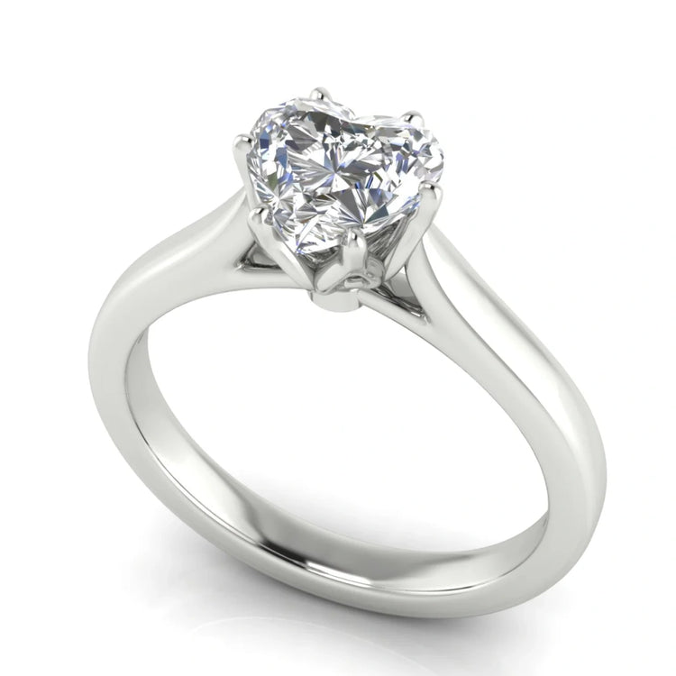 Floral Heart Shaped Lab Diamond Engagement Ring