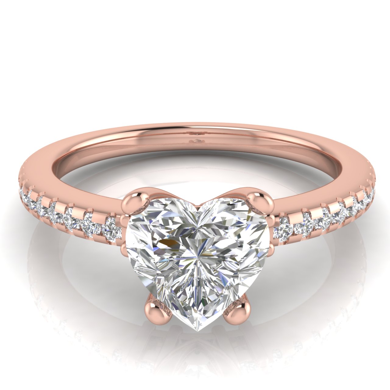 Floating Shoulder Heart Shaped Moissanite Engagement Ring