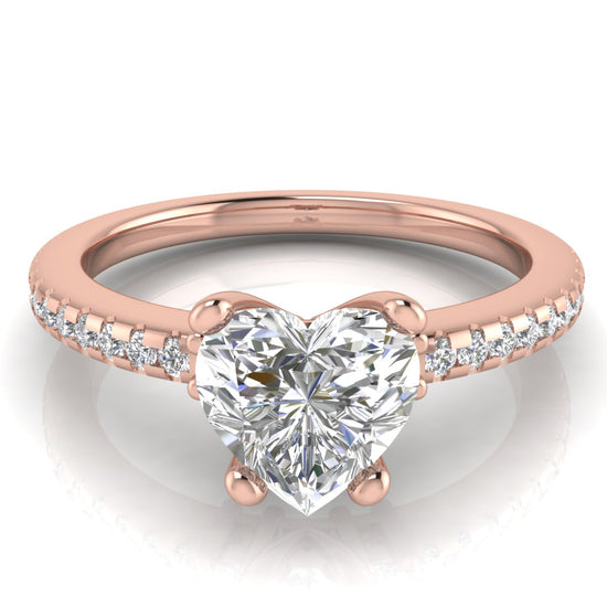 Floating Shoulder Heart Shaped Moissanite Engagement Ring