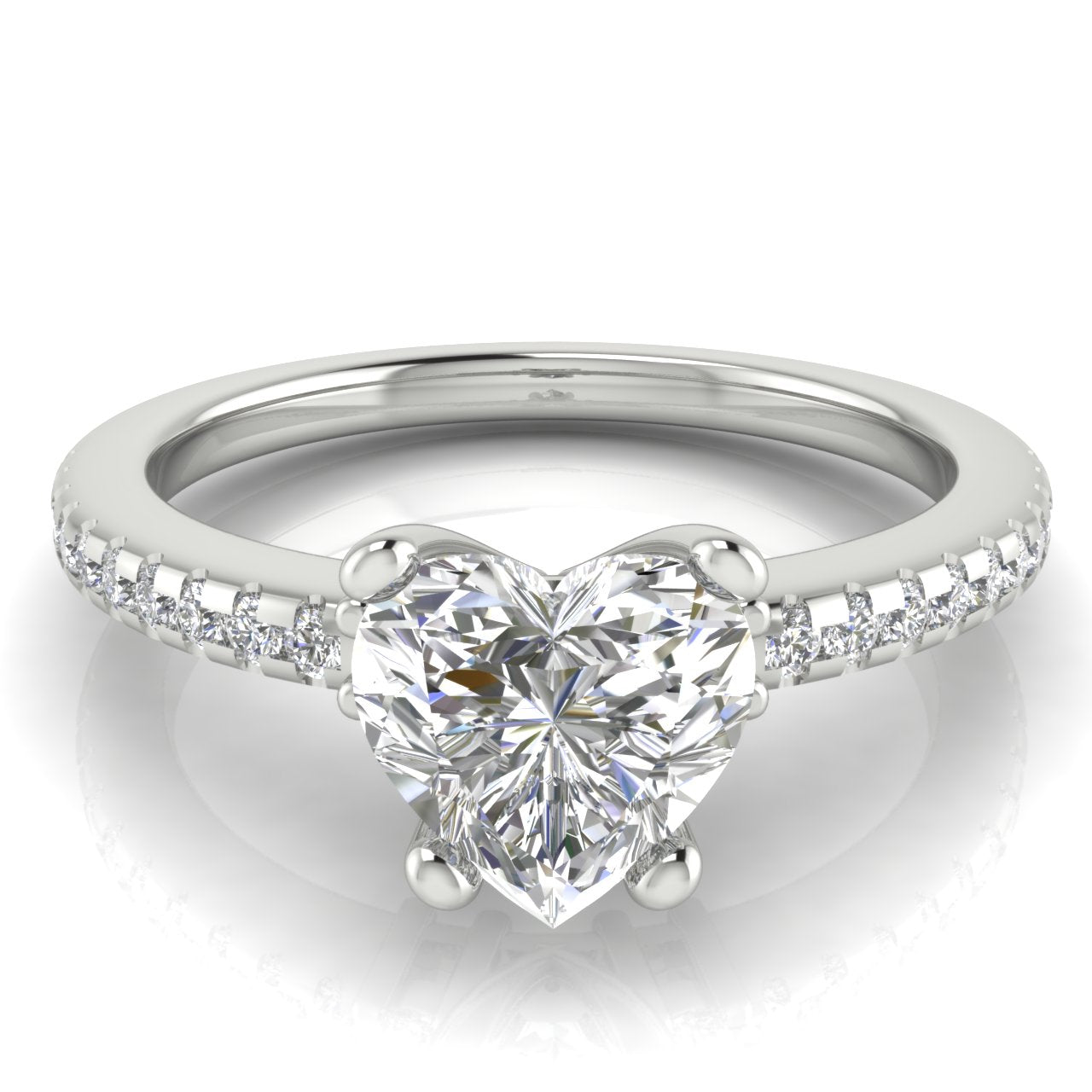 Floating Shoulder Heart Shaped Moissanite Engagement Ring