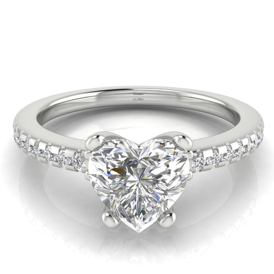 Floating Shoulder Heart Shaped Moissanite Engagement Ring