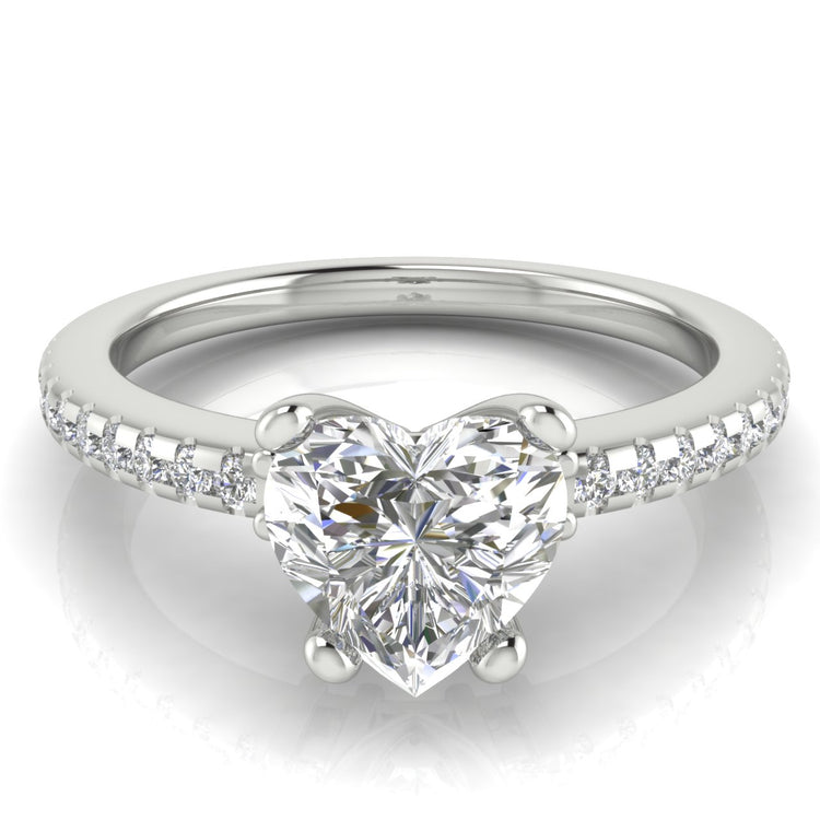 Floating Shoulder Heart Shaped  Engagement Ring | Moissanite | Lab Grown Diamond
