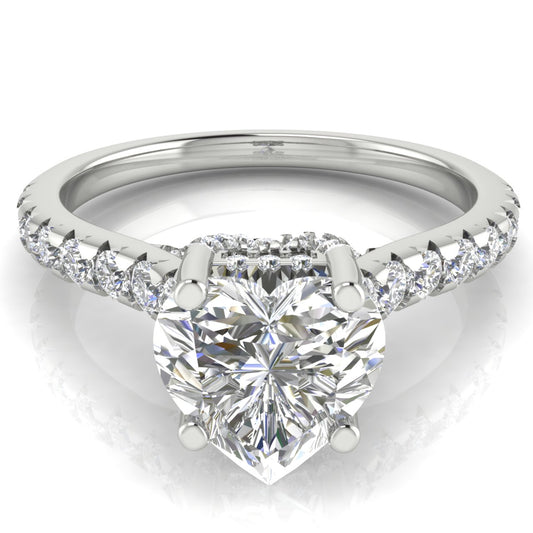Bridge Pave Heart Shaped Engagement Ring | Moissanite | Lab Grown Diamond