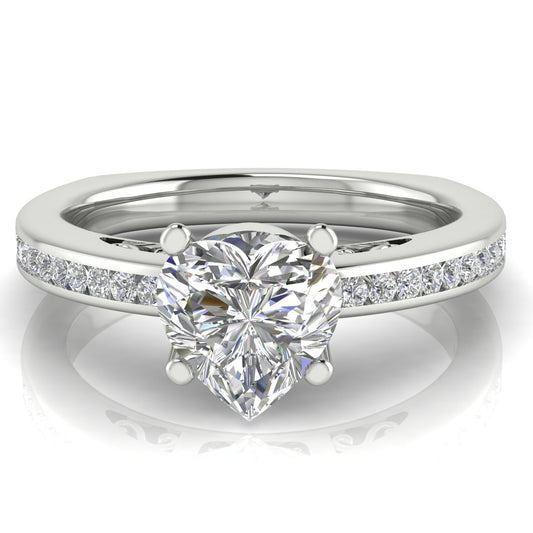Euro Channel Set Heart Shaped Engagement Ring | Moissanite | Lab Grown Diamond