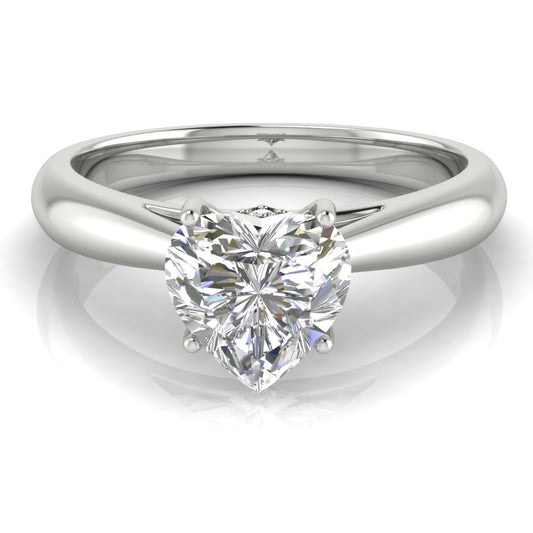 Elegant Hidden Stone Heart Shaped Engagement Ring | Moissanite | Lab Grown Diamond