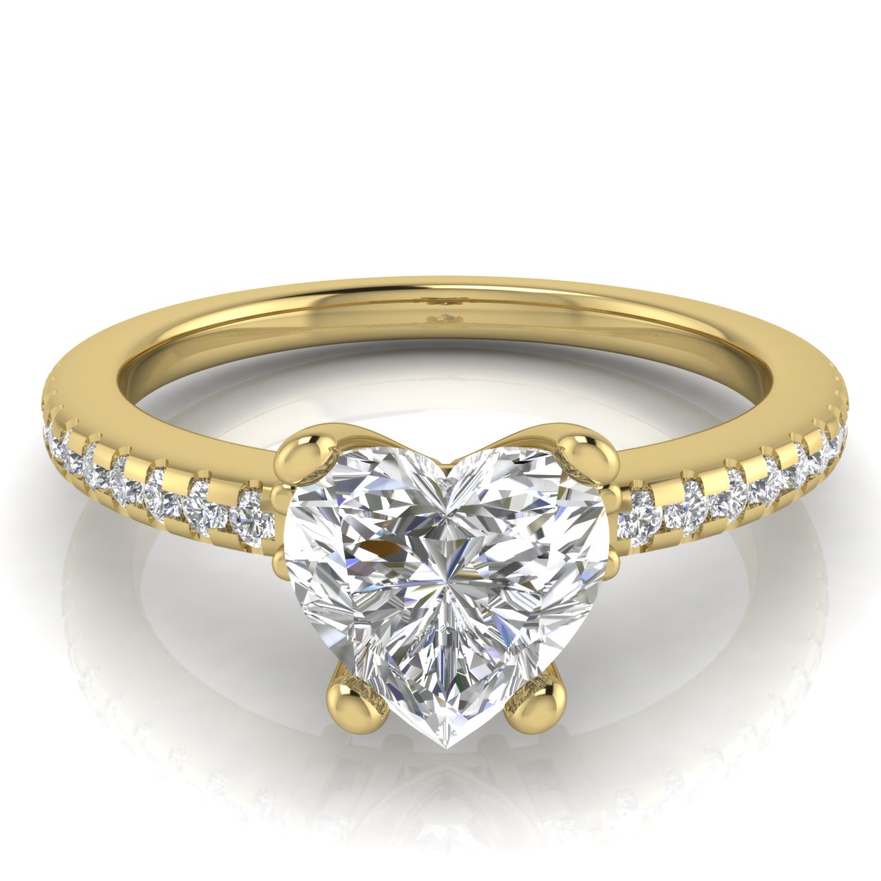 Floating Shoulder Heart Shaped Moissanite Engagement Ring