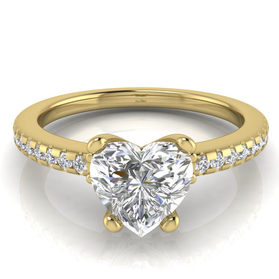 Floating Shoulder Heart Shaped Moissanite Engagement Ring