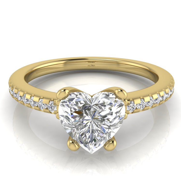 Floating Shoulder Heart Shaped Moissanite Engagement Ring