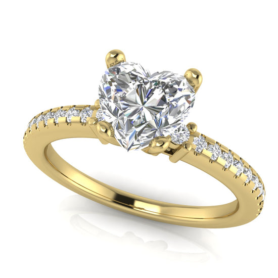 Floating Shoulder Heart Shaped Moissanite Engagement Ring