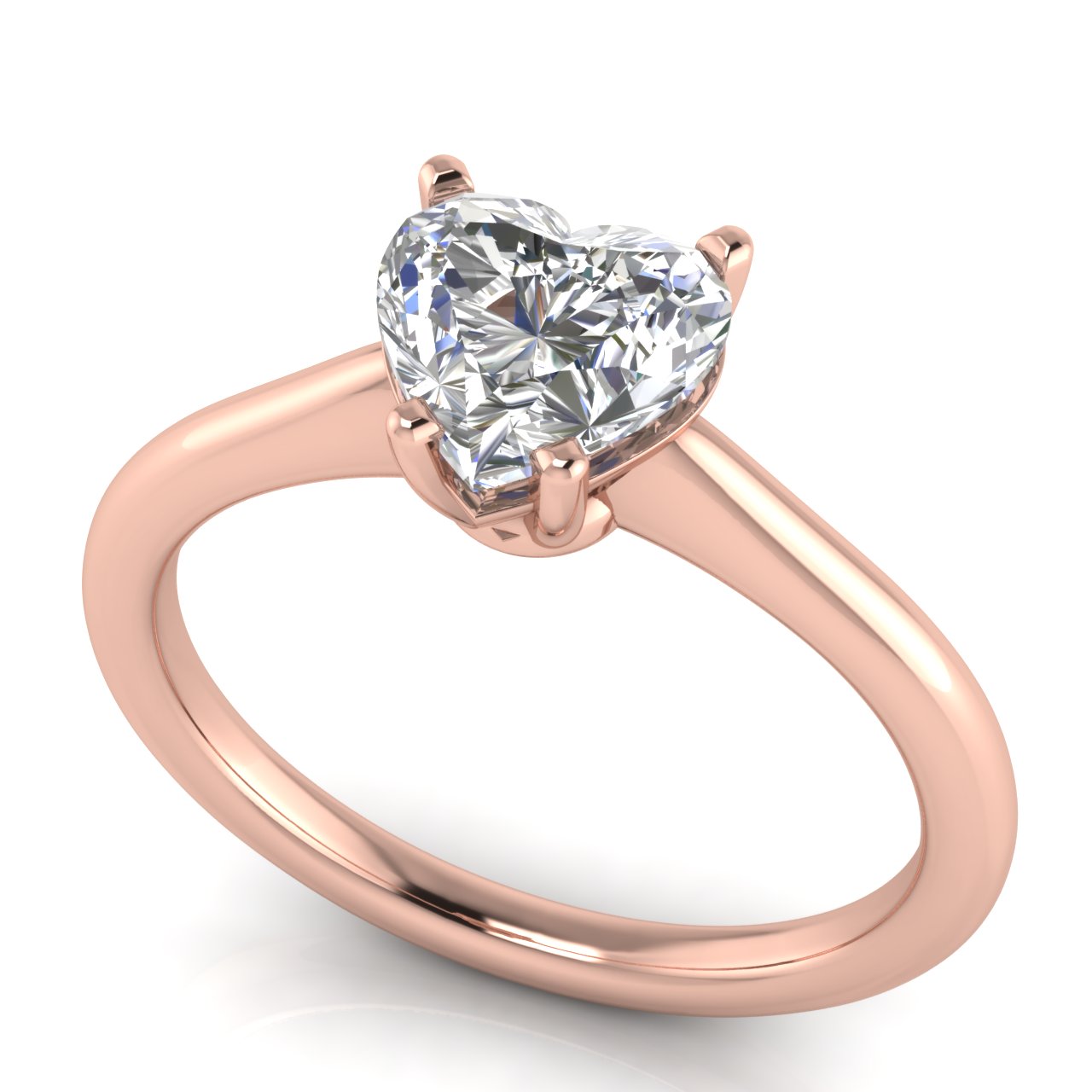 Basket Set Floating Heart Shaped Lab Diamond Engagement Ring