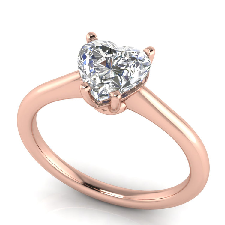 Basket Set Floating Heart Shaped Lab Diamond Engagement Ring