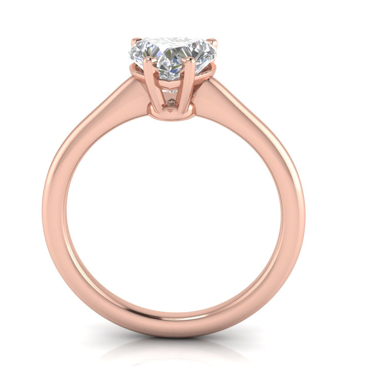 Basket Set Floating Heart Shaped Lab Diamond Engagement Ring