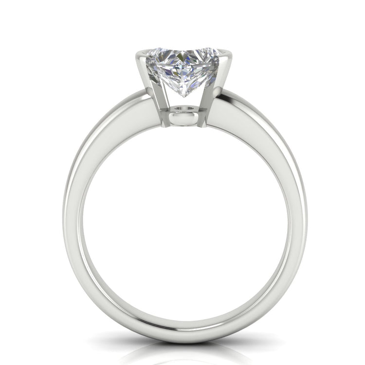 Half Bezel Floating Heart Shaped Lab Diamond Engagement Ring