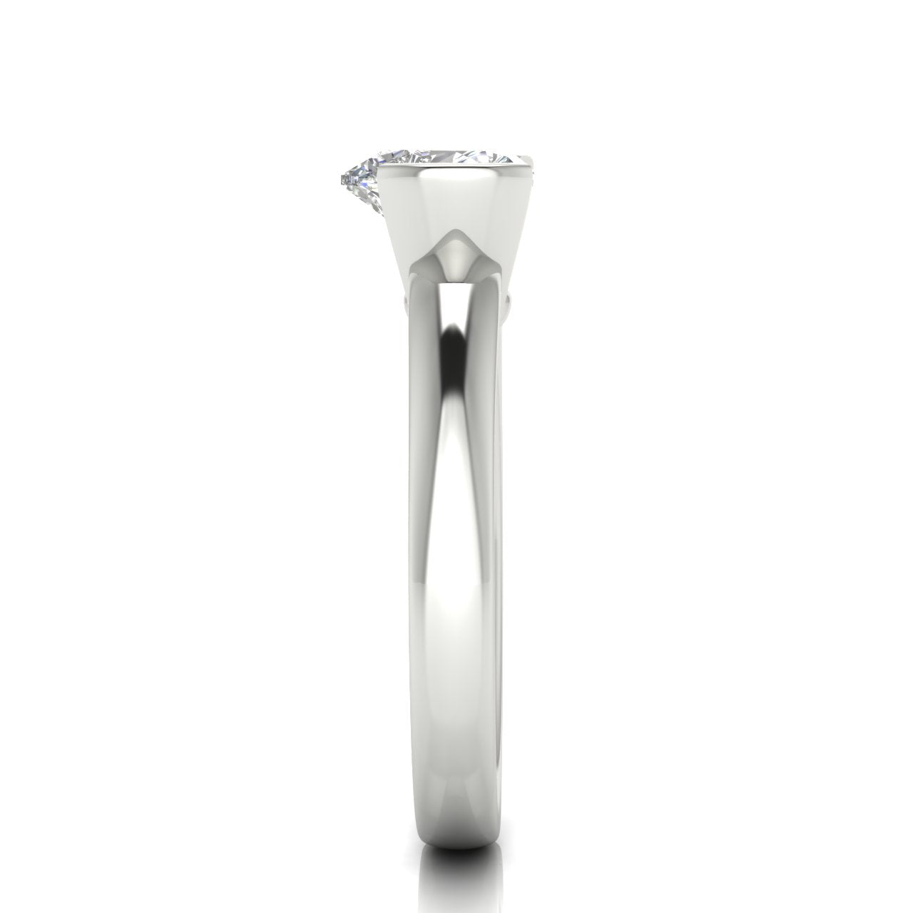Half Bezel Floating Heart Shaped Lab Diamond Engagement Ring
