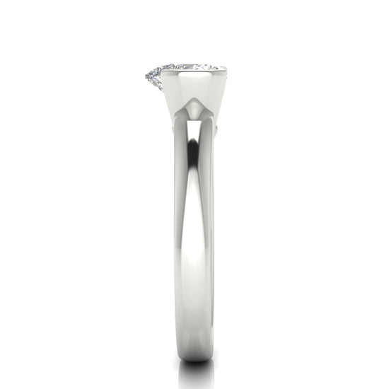 Half Bezel Floating Heart Shaped Lab Diamond Engagement Ring