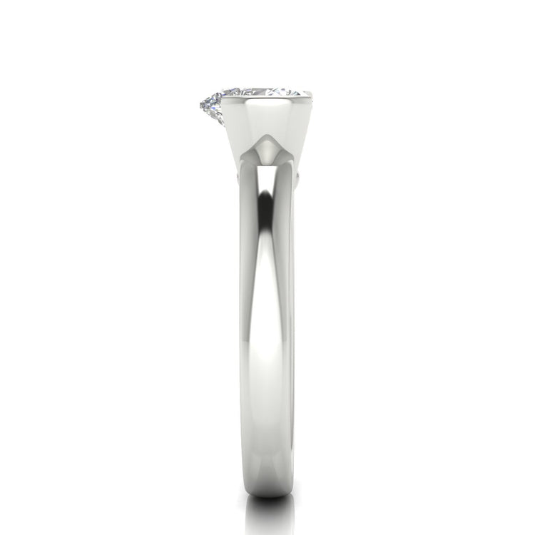 Half Bezel Floating Heart Shaped Lab Diamond Engagement Ring