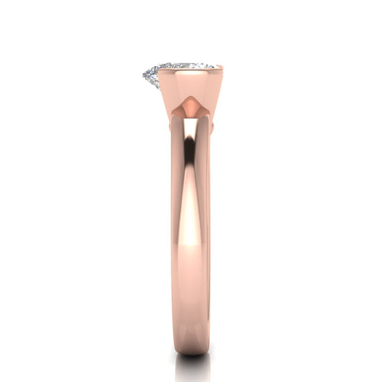 Half Bezel Floating Heart Shaped Lab Diamond Engagement Ring
