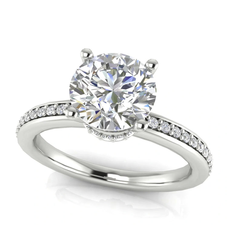 Hidden Halo Round Cut Lab Diamond Engagement Ring