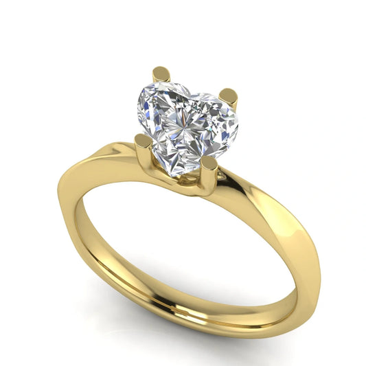 Knife Edge Crossover Heart Shaped Lab Diamond Engagement Ring