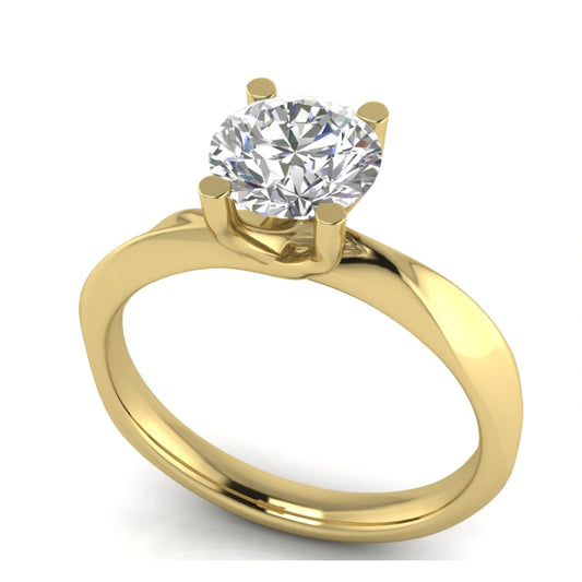 Knife Edged Crossover Round Cut Lab Diamond Engagement Ring
