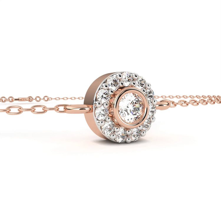 Glistening Halo Solitaire Moissanite Bracelet