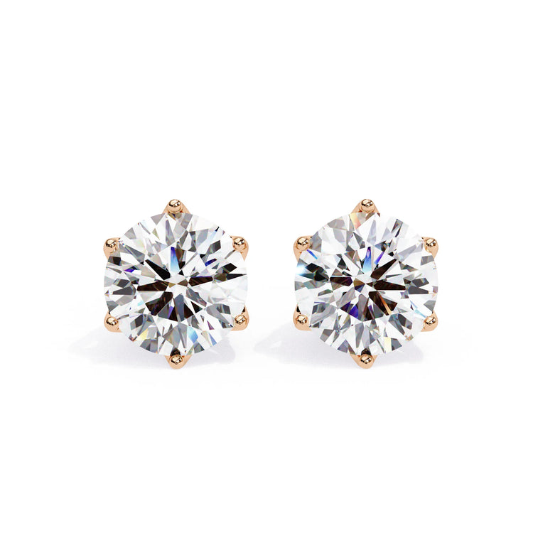 Crown Round Cut Lab Diamond Earring