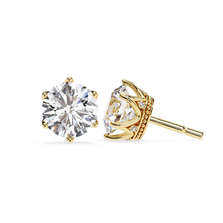 Crown Round Cut Lab Diamond Earring