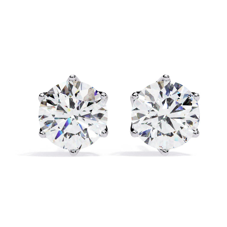 Crown Round Cut Lab Diamond Earring