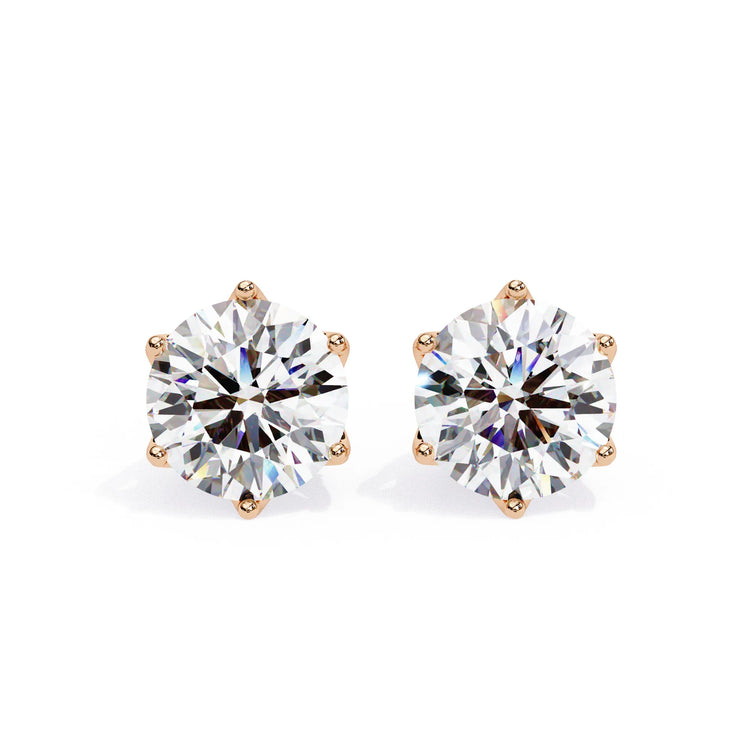 Crown Round Cut Moissanite Earring