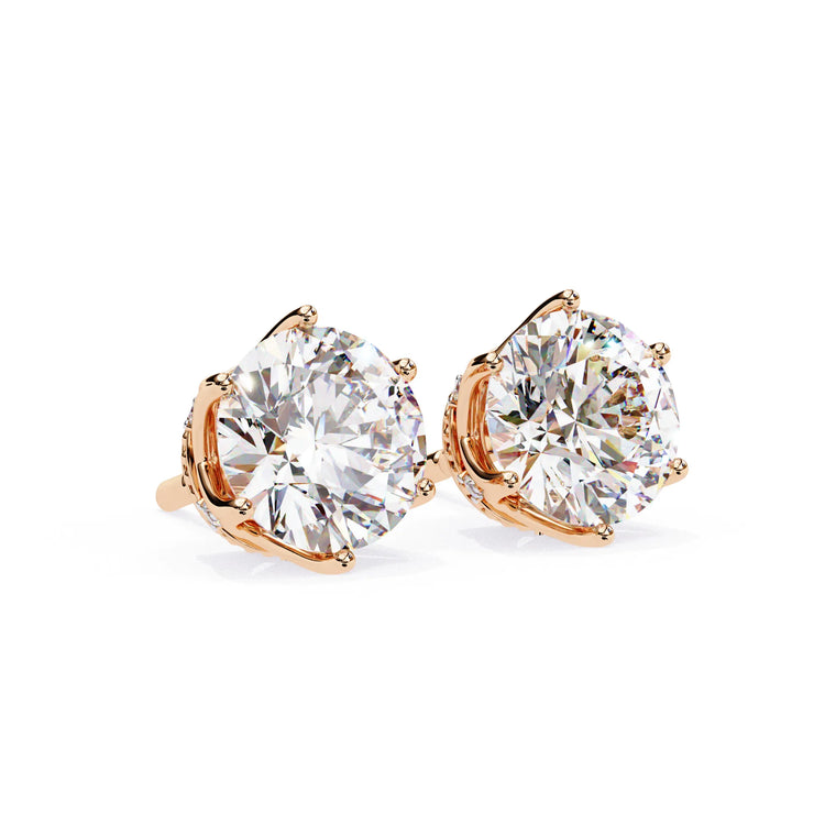 Crown Round Cut Lab Diamond Earring
