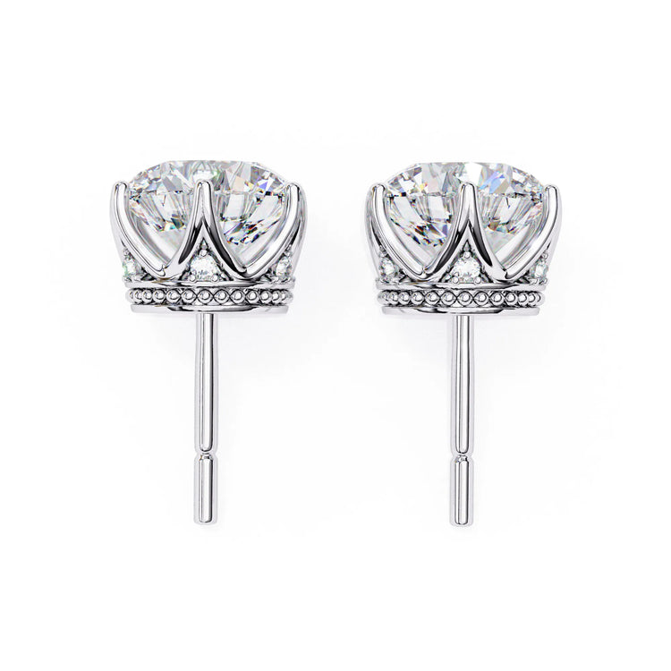 Crown Round Cut Moissanite Earring