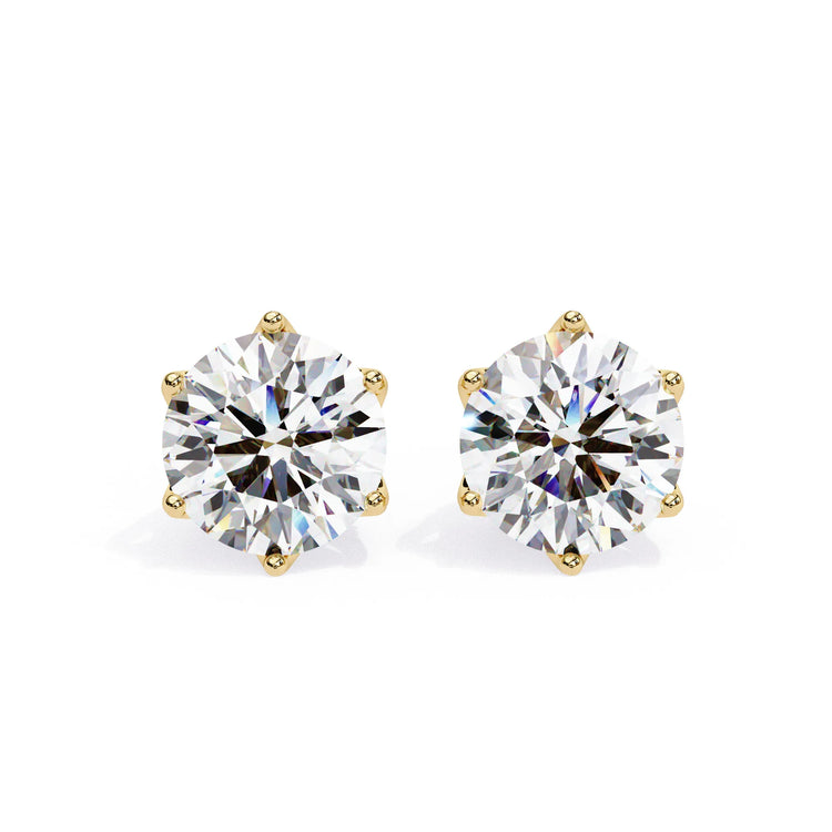 Crown Round Cut Moissanite Earring