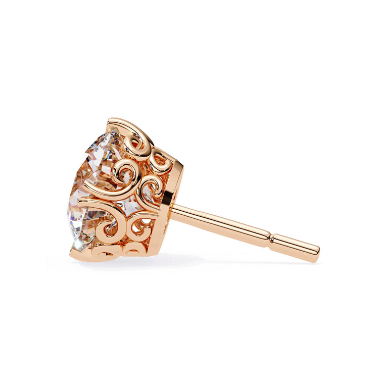 Vintage Style Round Lab Diamond Studs Earring