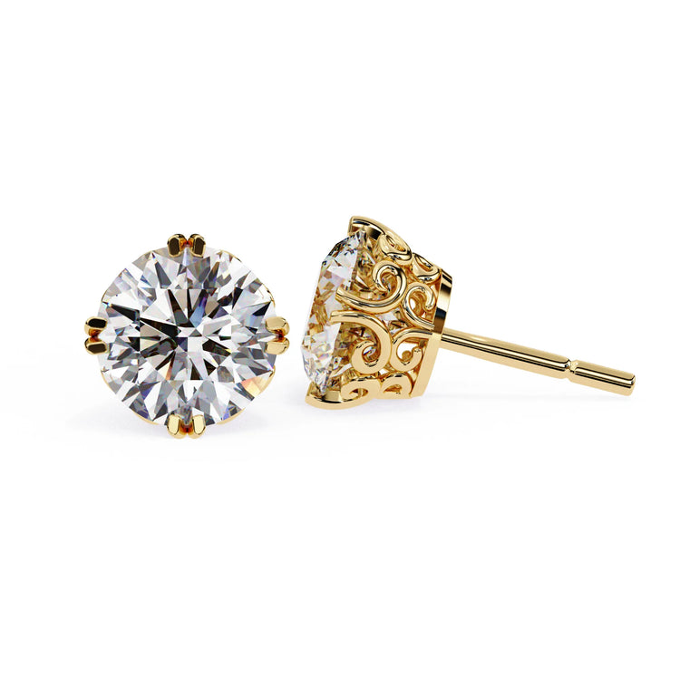 Vintage Style Round Lab Diamond Studs Earring
