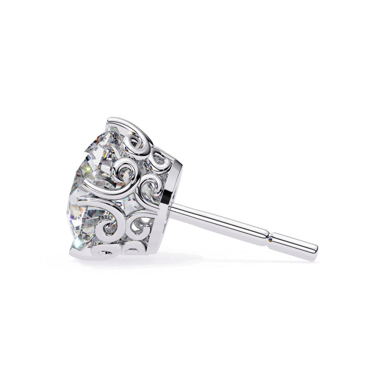 Vintage Style Round Lab Diamond Studs Earring