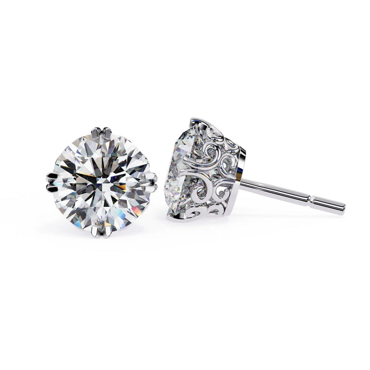 Vintage Style Round Lab Diamond Studs Earring