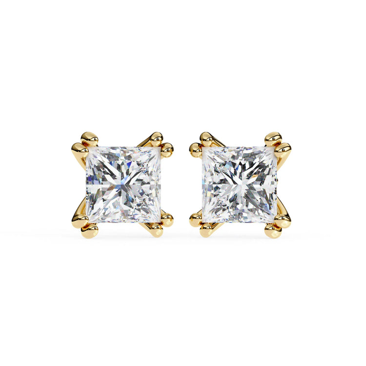 Double Prong Cushion Cut Lab Diamond Studs Earring