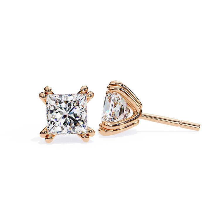 Double Prong Cushion Cut Moissanite Studs Earring