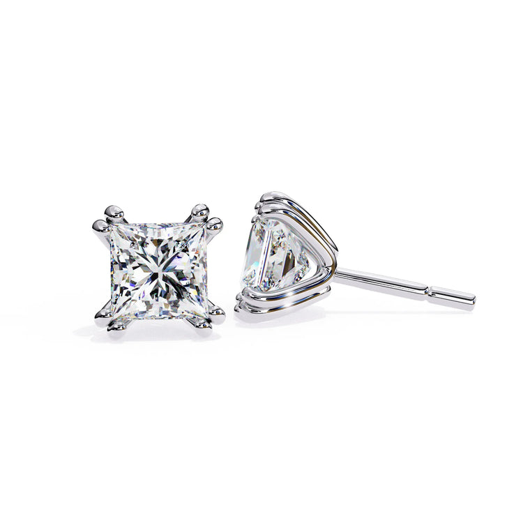 Double Prong Cushion Cut Moissanite Studs Earring