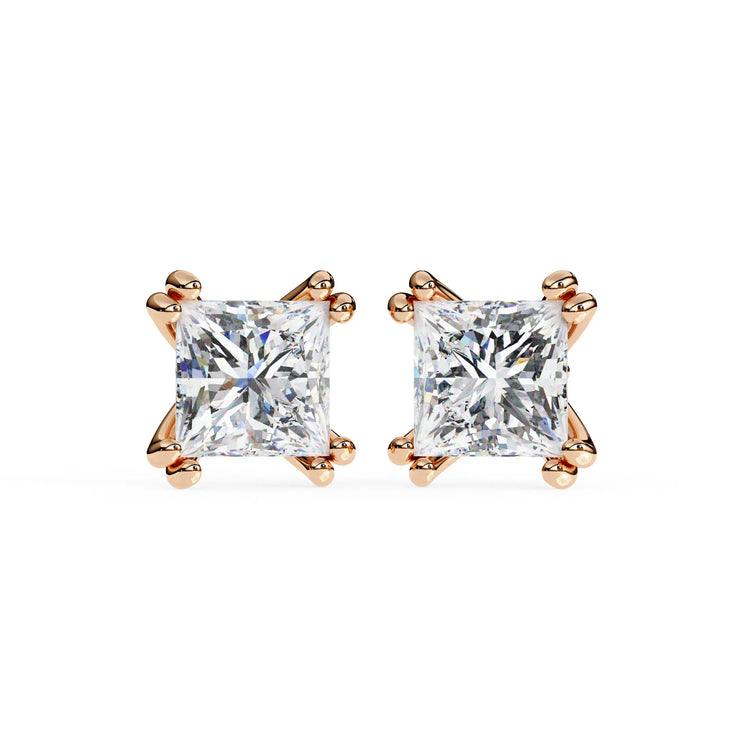 Double Prong Cushion Cut Lab Diamond Studs Earring