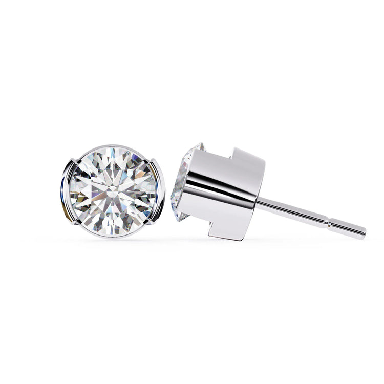 Half Bezel Glam Lab Diamond Studs