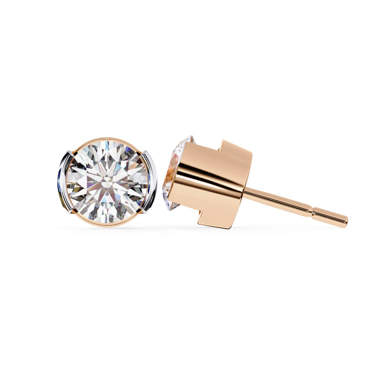 Half Bezel Glam Lab Diamond Studs