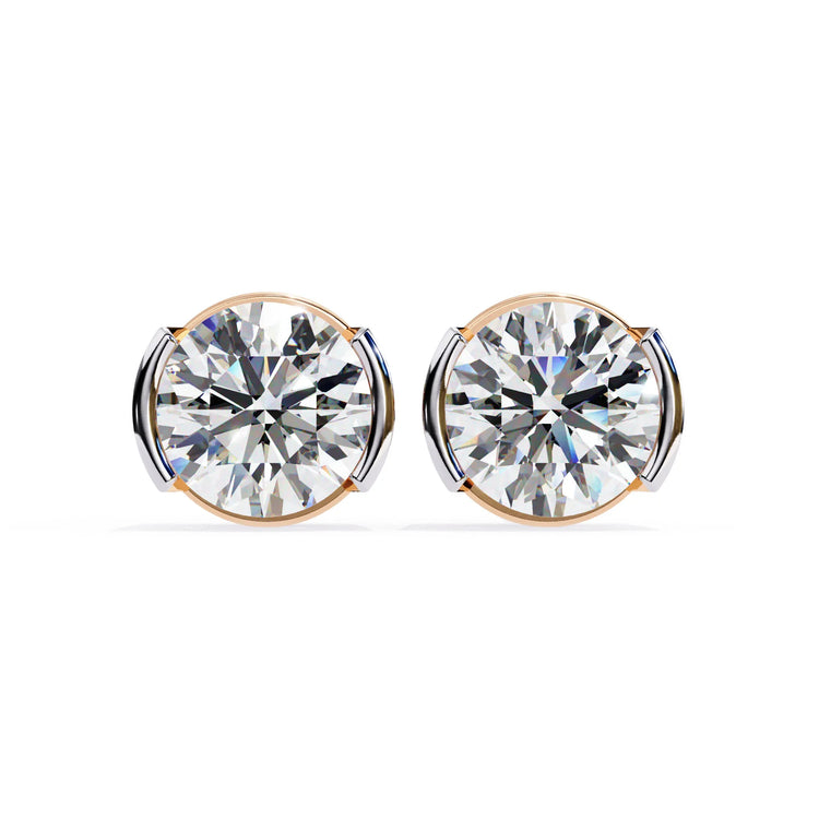 Half Bezel Glam Lab Diamond Studs