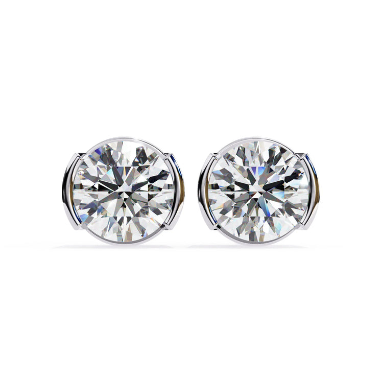 Half Bezel Glam Lab Diamond Studs