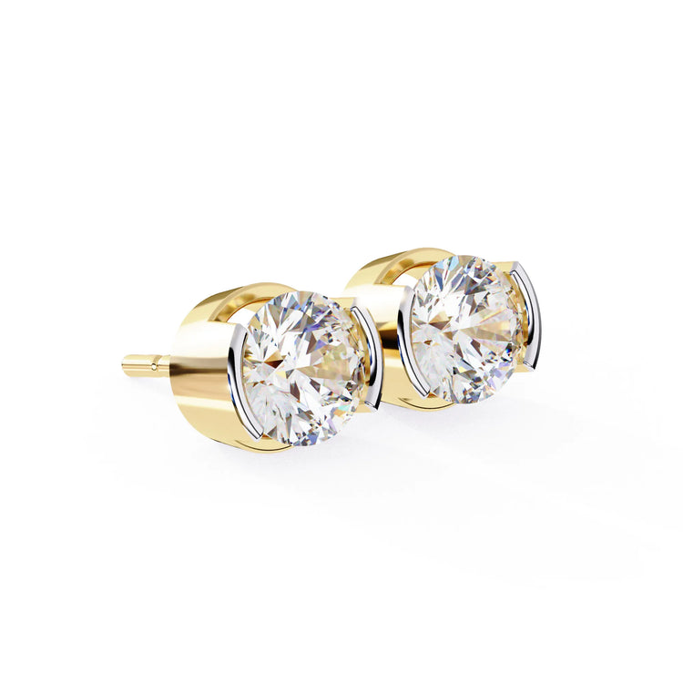 Half Bezel Glam Lab Diamond Studs