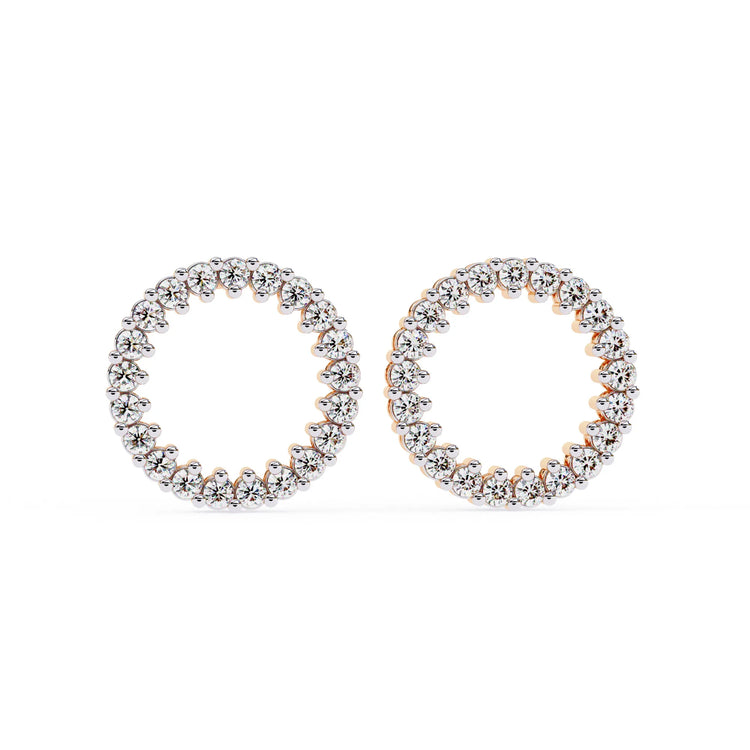 Round Cut Lab Diamond Circle Studs Earrings