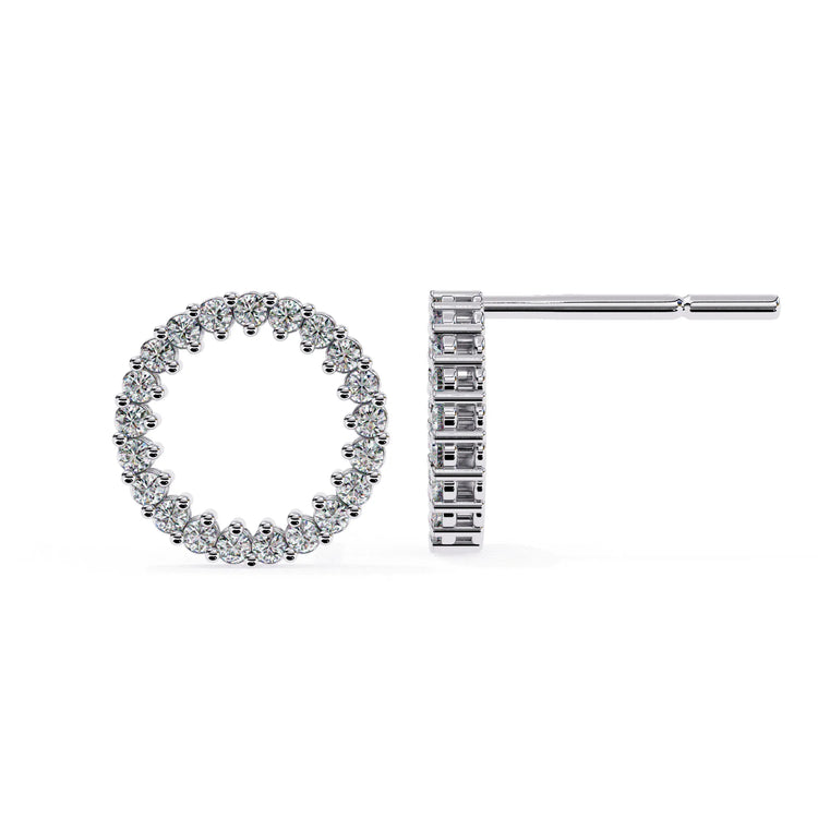 Round Cut Lab Diamond Circle Studs Earrings