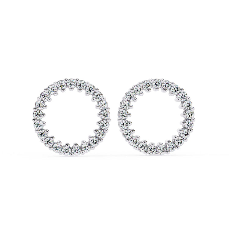 Round Cut Lab Diamond Circle Studs Earrings