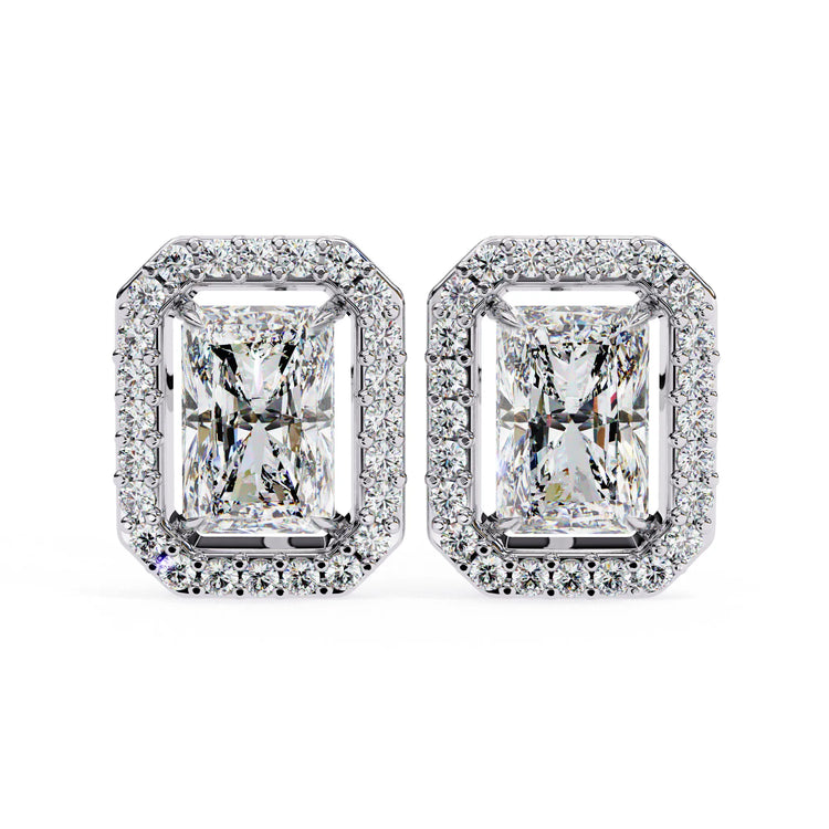 Radiant Cut Cluster Lab Diamond Stud Earring